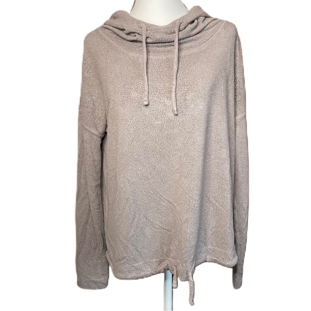 Fila Women’s Taupe Adjustable Cowl Neck Hooded Sweatshirt Hoodie Medium